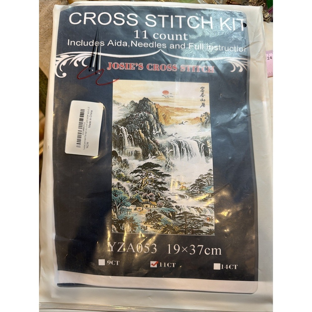 Josie's Cross Stitch Kit Waterfall Mountain‎ Landscape 11 Count 19x37cm New